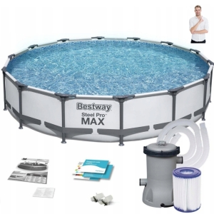 BASEN STELAŻOWY OGRODOWY BESTWAY 427X84 RODZINY WYTRZYMAŁY ZESTAW + POMPA